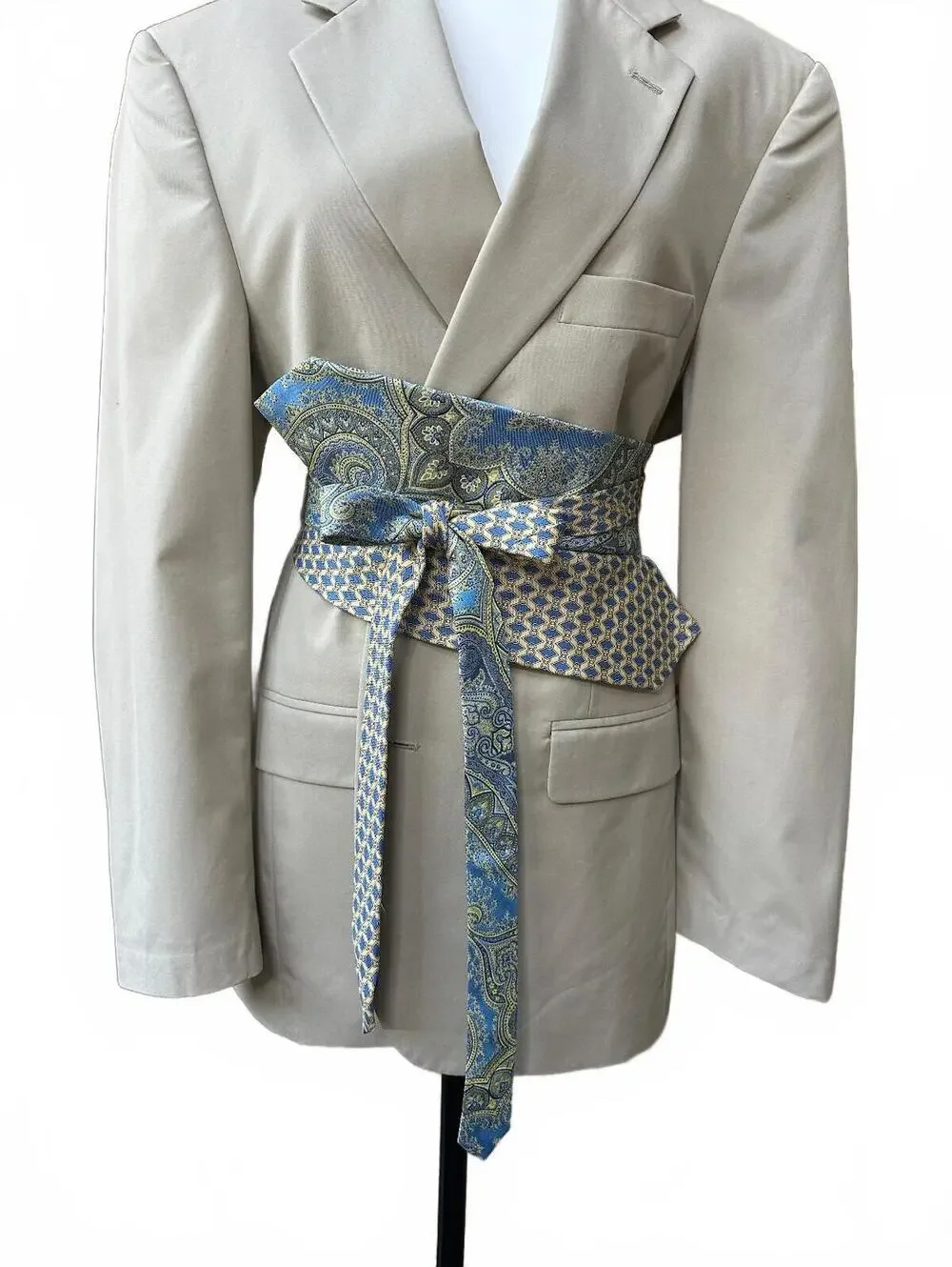 Upcycled Silk Necktie Obi Belt | Handmade Corset Style Belt | One of a Kind | OS